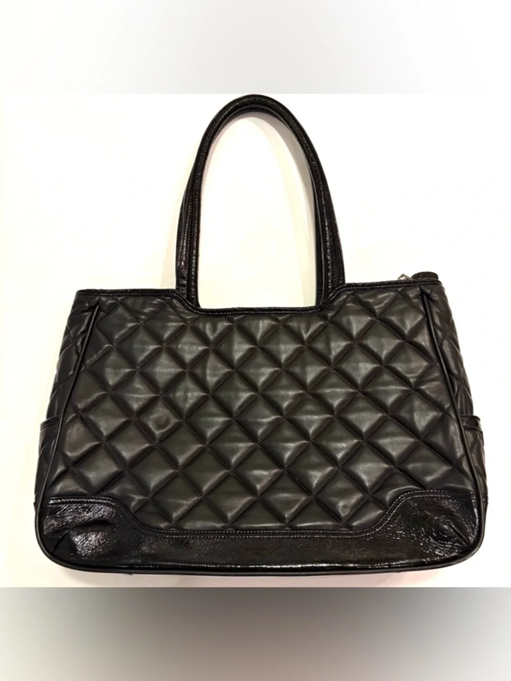 Knomo London Tote Top Handle Una Natural Lather Padded Quilted Laptop Travel Bag